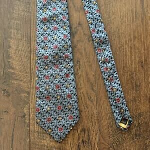 Robert Talbott Best of Class Men's Silk Necktie Blue Gold Red Geometric Tie